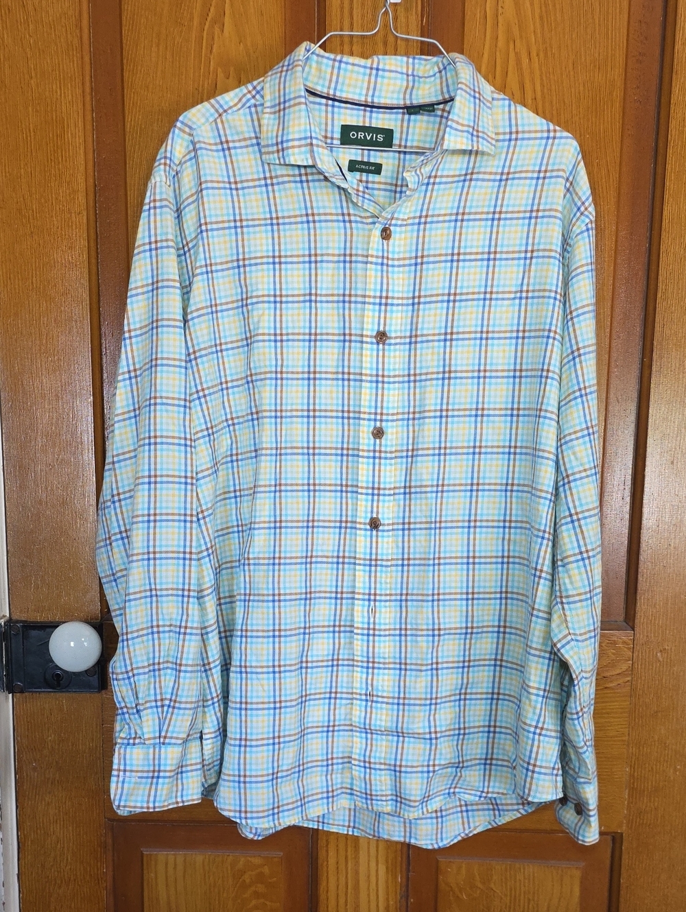 Orvis Men's Plaid Button-Down Shirt Sz Large